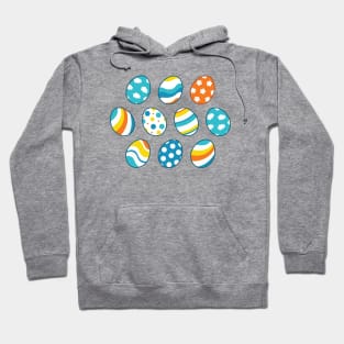 Egg Pattern | Blue Yellow Orange | Stripes Clouds Flowers Dots Hoodie